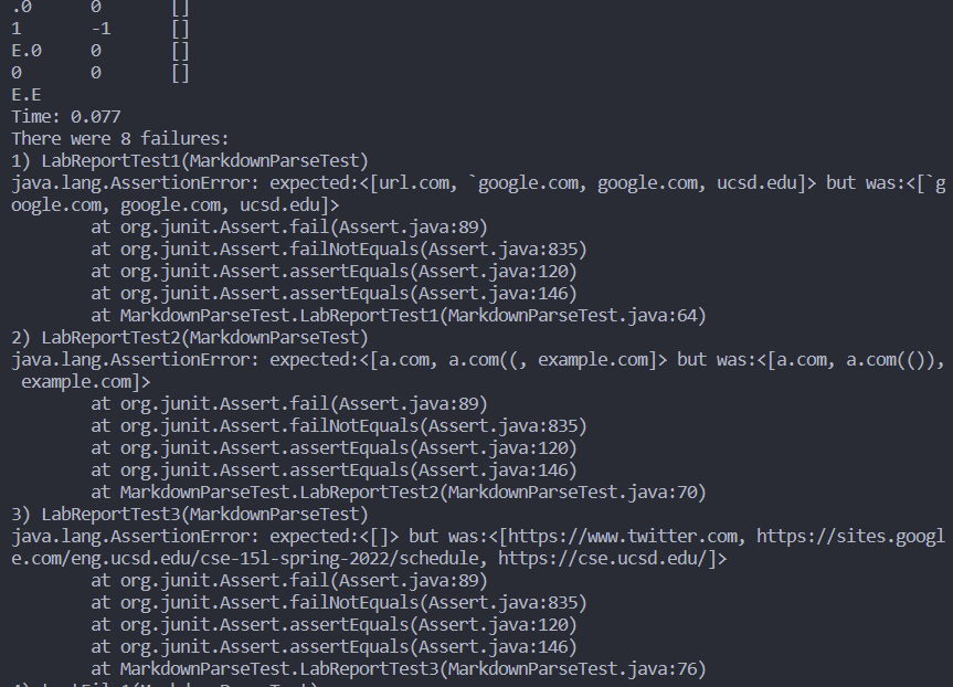 output for my implementation